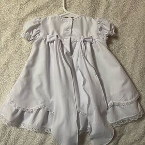 Chic White Baby Dress with Lace and Ruffles